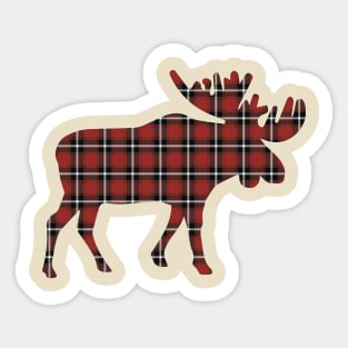 Red Plaid Moose Sticker